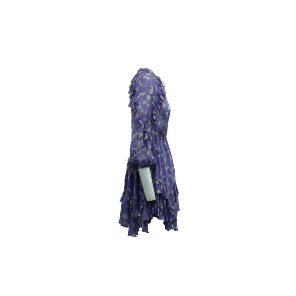Ulla Johnson Alissa Floral Ruffle Dress in Purple Silk - Picture 3 of 5